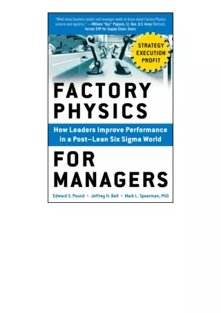 Ebook download Factory Physics for Managers PB unlimited