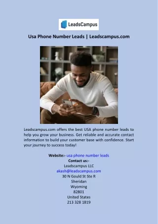 Usa Phone Number Leads  Leadscampus.com