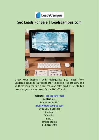 Seo Leads For Sale  Leadscampus.com
