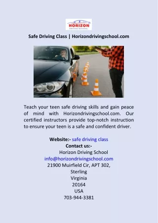 Safe Driving Class  Horizondrivingschool.com