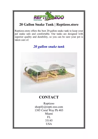 20 Gallon Snake Tank  Reptizoo.store
