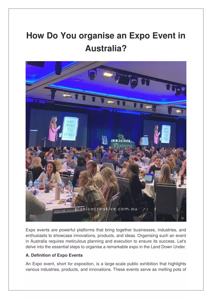 how do you organise an expo event in australia