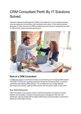 crm consultant perth by it solutions solved