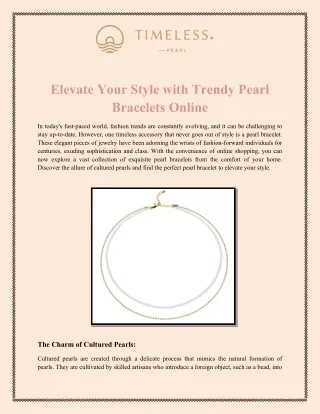 Elevate Your Style with Trendy Pearl Bracelets Online