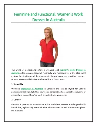 Feminine and Functional: Women's Work Dresses in Australia