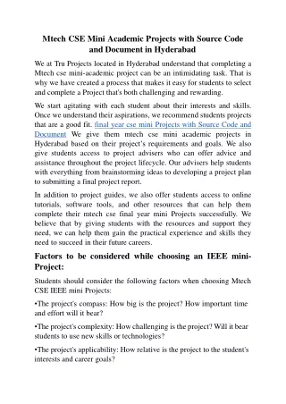 mtech cse mini academic projects with source code
