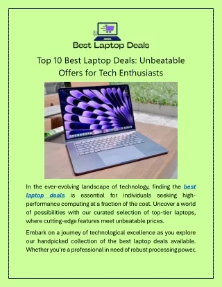 Top 10 Best Laptop Deals Unbeatable Offers for Tech Enthusiasts