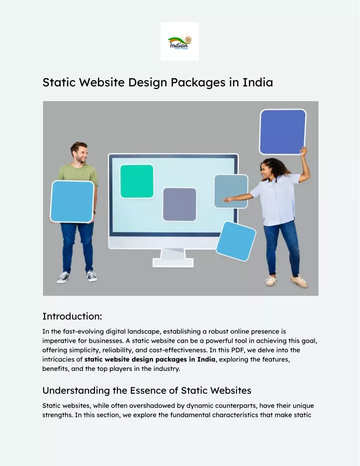 static website design packages in india