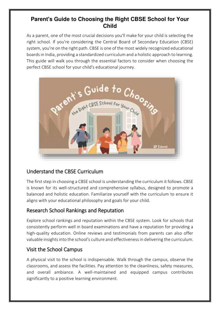 parent s guide to choosing the right cbse school