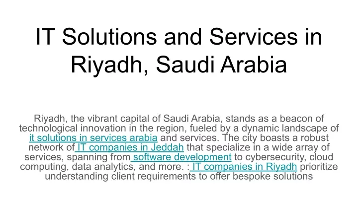 it solutions and services in riyadh saudi arabia