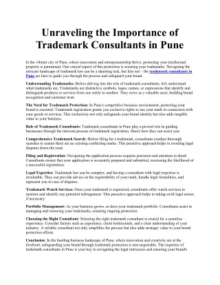 Unraveling the Importance of Trademark Consultants in Pune