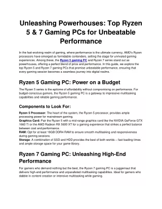 Unleashing Powerhouses_ Top Ryzen 5 & 7 Gaming PCs for Unbeatable Performance