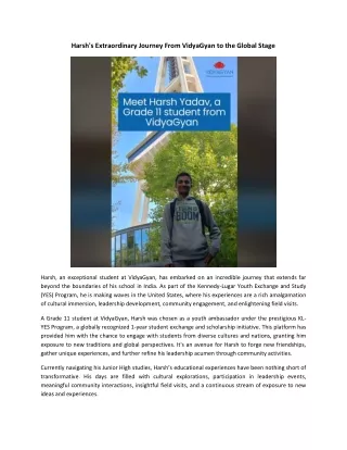 harsh s extraordinary journey from vidyagyan