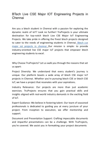 btech live cse major iot engineering projects