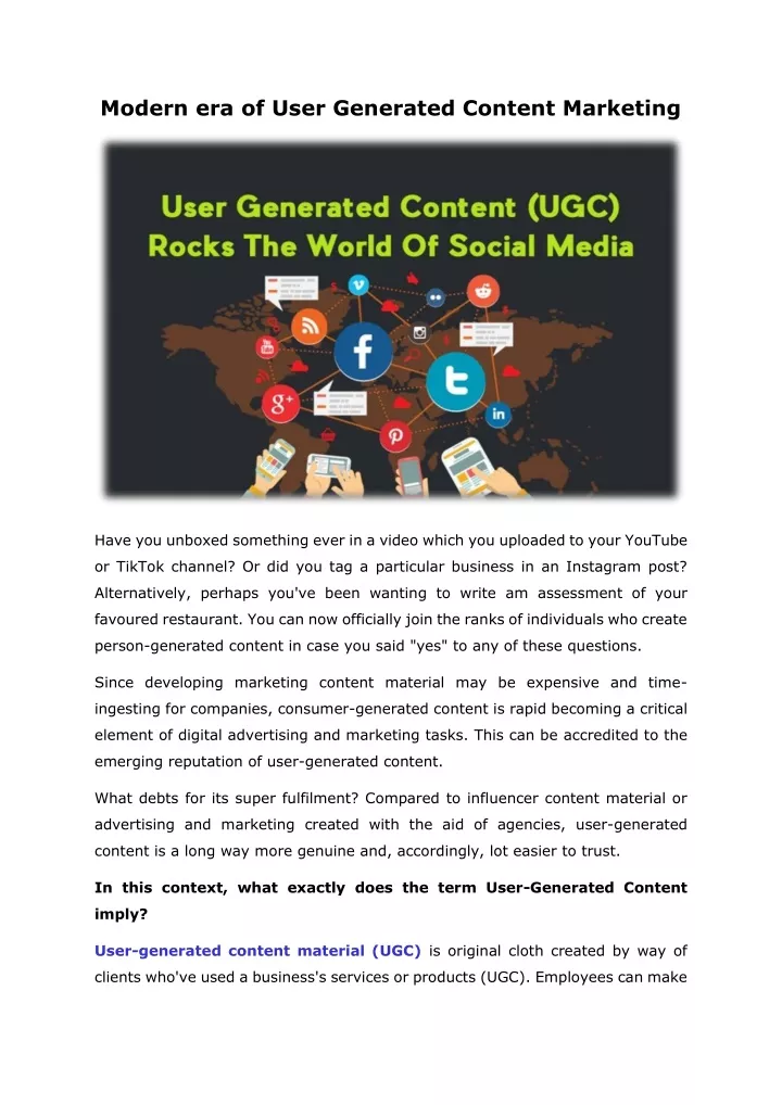 modern era of user generated content marketing