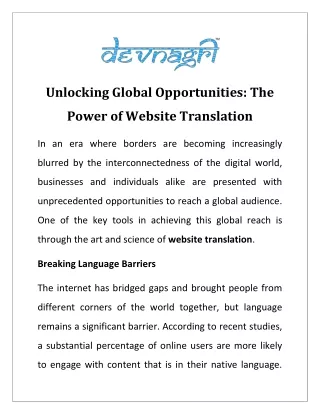 unlocking global opportunities the