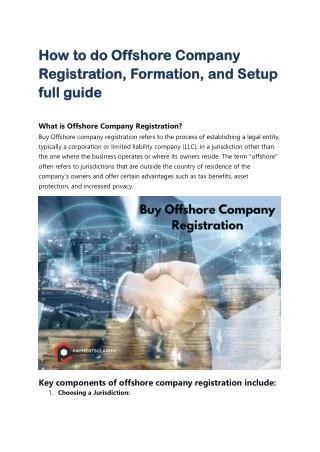 How to do Offshore Company Registration, Formation, and Setup full guide
