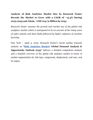 analysis of risk analytics market size