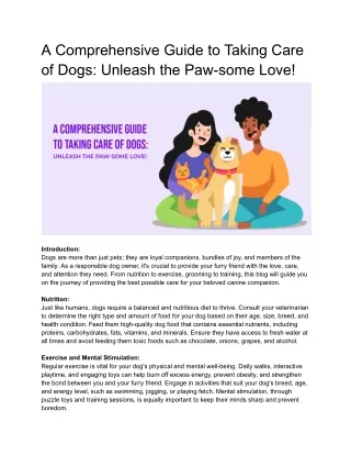 A Comprehensive Guide to Taking Care of Dogs_ Unleash the Paw-some Love