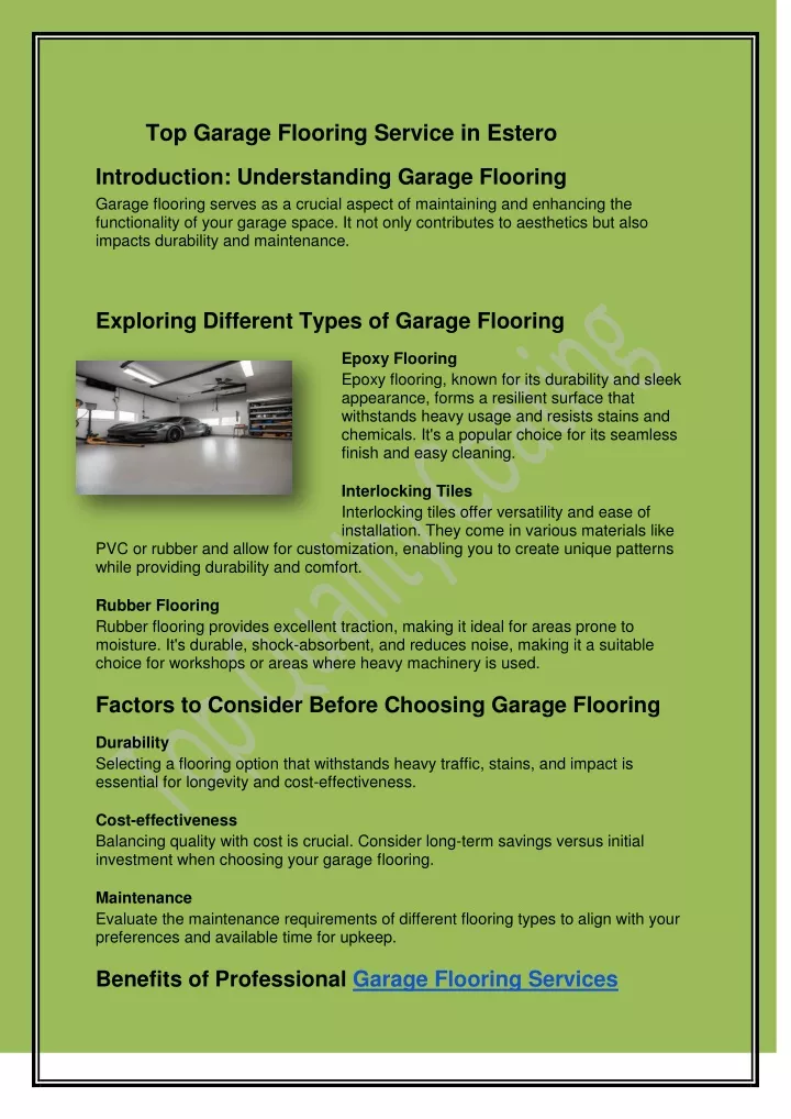 top garage flooring service in estero