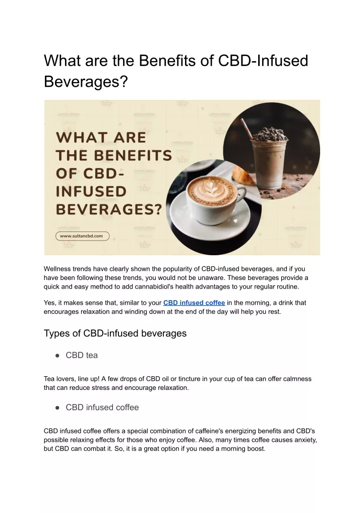 what are the benefits of cbd infused beverages