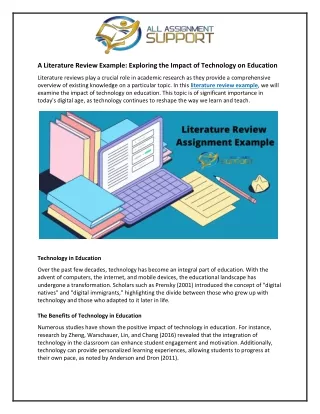 A Literature Review Example: Exploring the Impact of Technology on Education