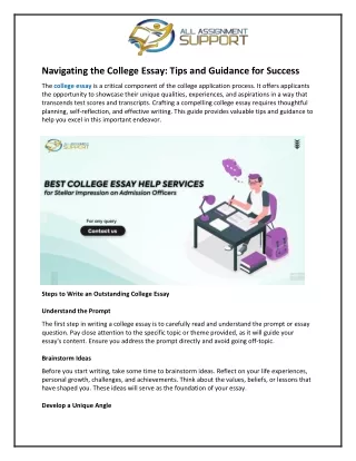 Navigating the College Essay: Tips and Guidance for Success