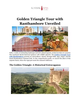 Golden Triangle Tour with Ranthambore Unveiled