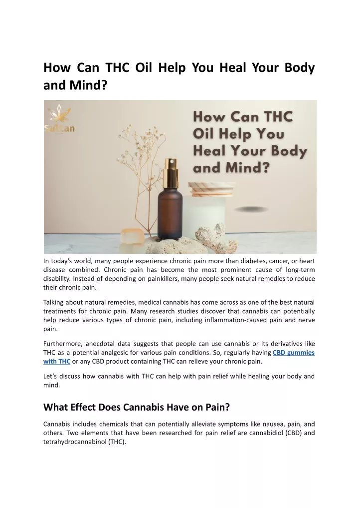how can thc oil help you heal your body and mind
