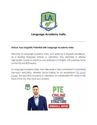 Nail PTE Online Course From Language Academy India