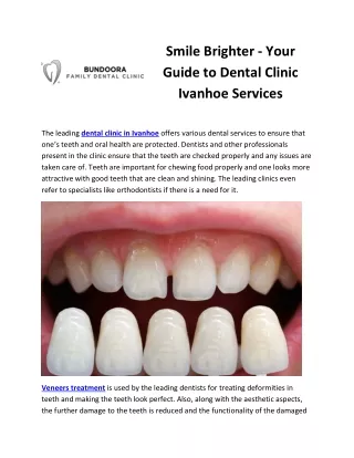 Smile Brighter - Your Guide to Dental Clinic Ivanhoe Services