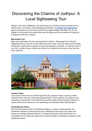Discovering the Charms of Jodhpur_ A Local Sightseeing Tour