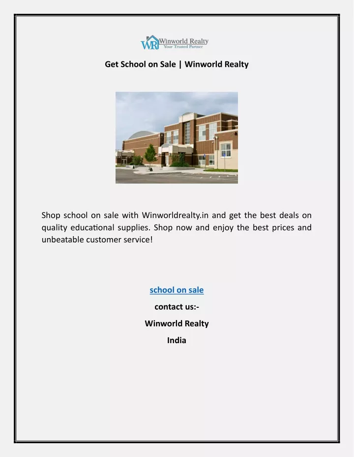 get school on sale winworld realty