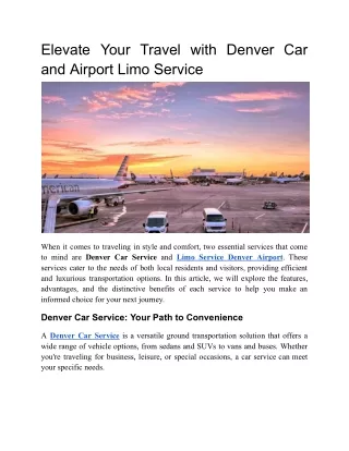Elevate Your Travel with Denver Car and Airport Limo Service