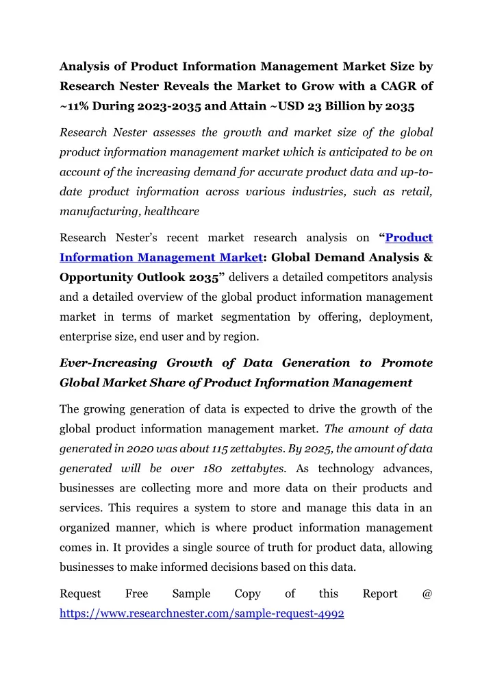 analysis of product information management market