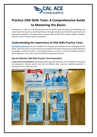 Practice CNA Skills Tests A Comprehensive Guide to Mastering the Basics