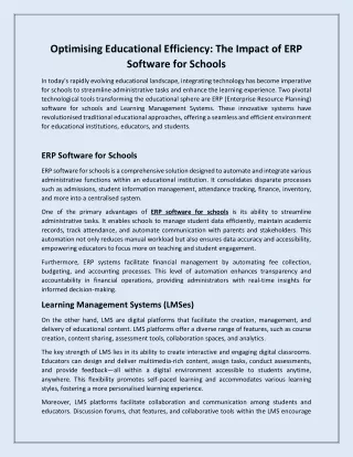 optimising educational efficiency the impact