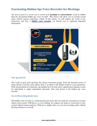 Fascinating Hidden Spy Voice Recorder for Meetings