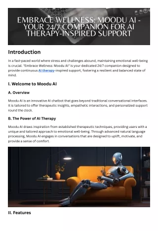 Embrace Wellness Moodu AI - Your 247 Companion for AI Therapy-Inspired Support