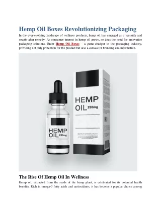 Hemp Oil Boxes Revolutionizing Packaging