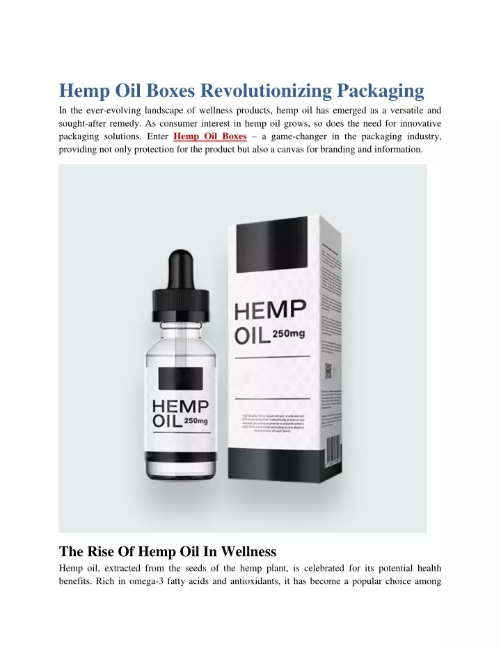 hemp oil boxes revolutionizing packaging