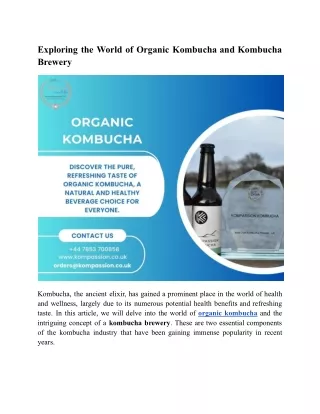 Exploring the World of Organic Kombucha and Kombucha Brewery