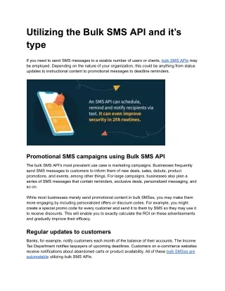 Utilizing the Bulk SMS API and it’s type