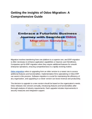 A comprehensive guide on: Benefits and Process of Odoo ERP Migration