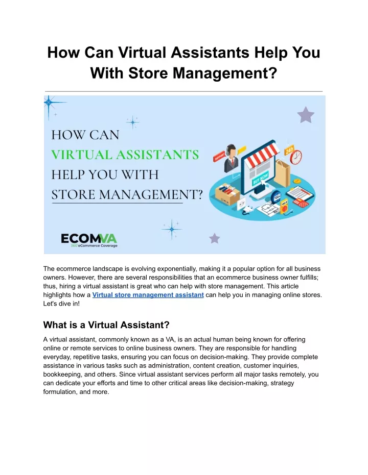 how can virtual assistants help you with store