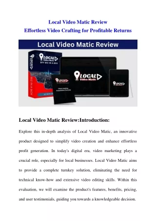 Local Video MLocal Video Matic Review: Effortless Video Crafting for atic Review