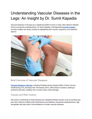 Understanding Vascular Diseases in the Legs An Insight by Dr. Sumit Kapadia