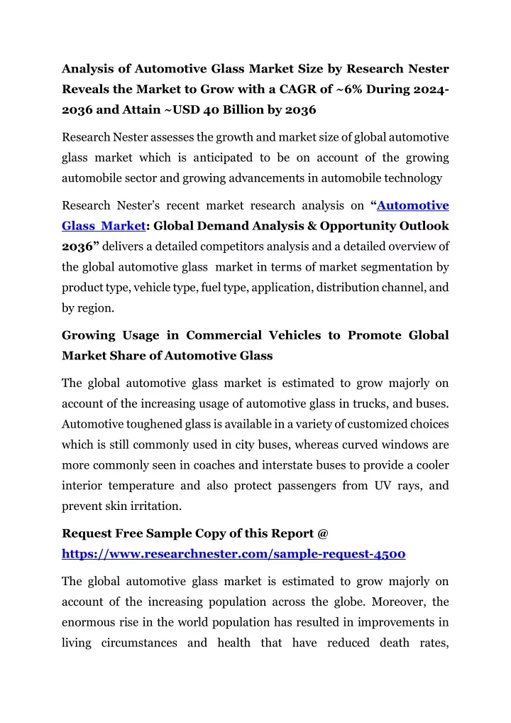 analysis of automotive glass market size