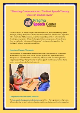 Pagnya Speech Center - Your Destination for the Best Speech Therapy in Bhubaneswar