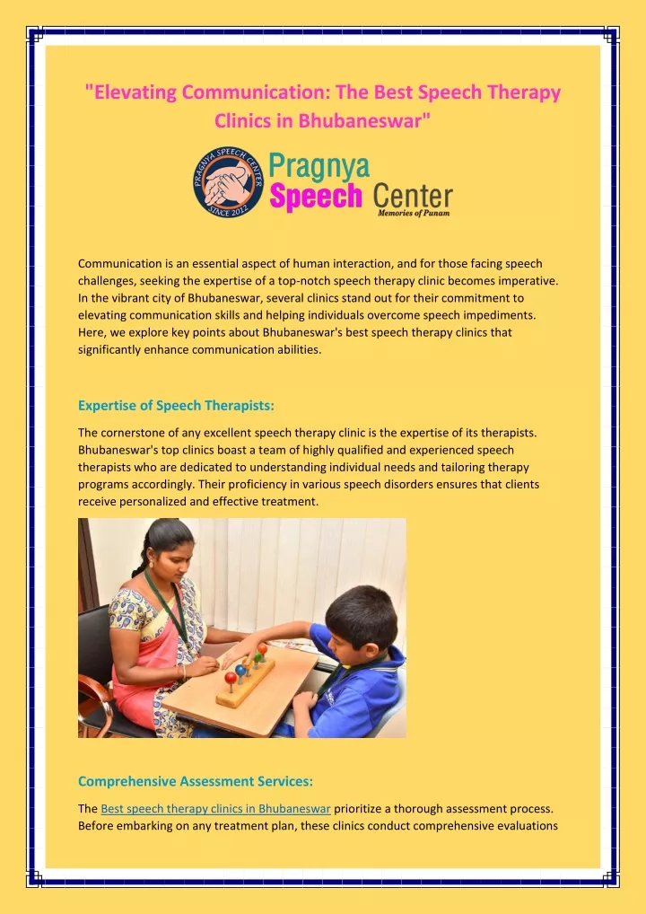 elevating communication the best speech therapy